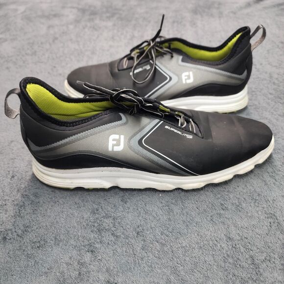 FootJoy 58075 Mens Superlites XP Golf Shoes Textile US Size 11 Black Lime - Picture 1 of 12